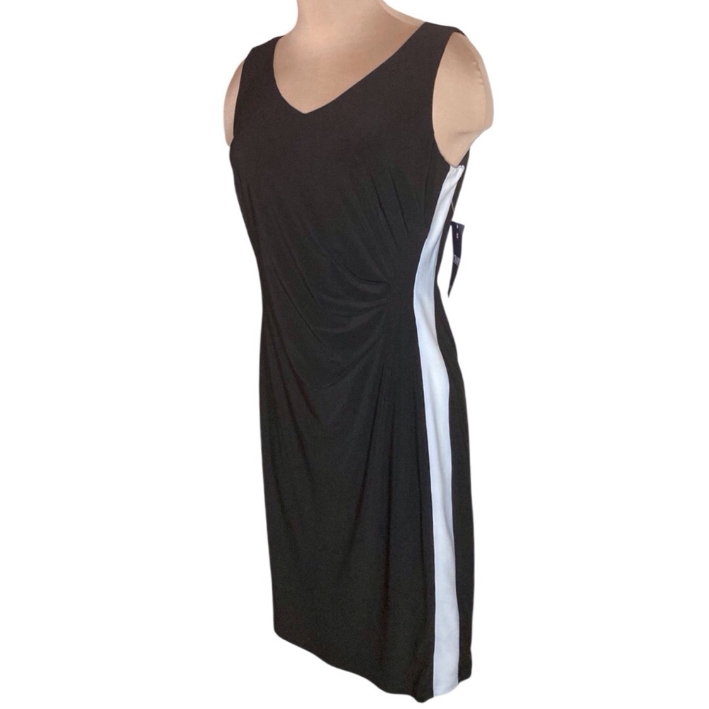 Chaps | NWT Sporty Black Sheath Dress Stripe Detail M